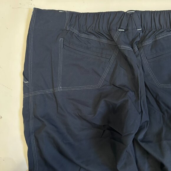 Vintage Nike Roll Up Capris Pants Womens L Navy Blue Tie cargo pocket Wide leg - Picture 11 of 12